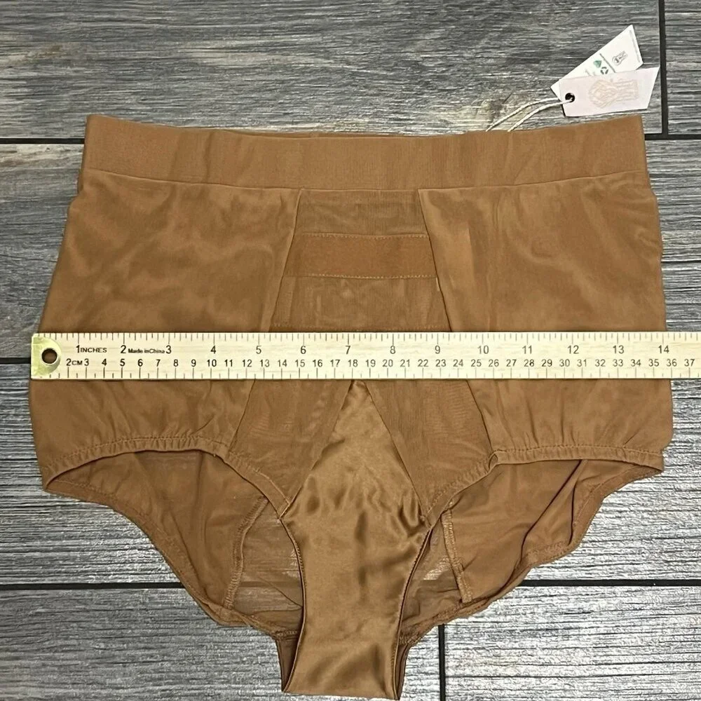 NWT $48 HAH X Free People Hi Waisted Panty Size Small Brown Sugar Sheer Pin Up
